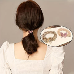 4pcs Butterfly Crystal Hair Ties Dual-purpose Hair Accessories