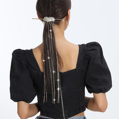 Rhinestone Hairpin Tassel Bun Hair Stick Head Jewelry Hair Accessories
