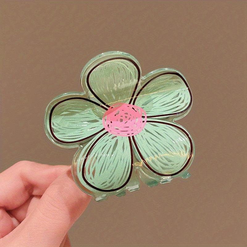 Flower Drawing Pattern Hair Claw for Women Girls Hair Accessories