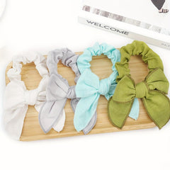 8pcs Linen Bow Knotted Scrunchies Hair Tie Ponytail Holder Elastic Hair Rope