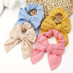 8pcs Linen Bow Knotted Scrunchies Hair Tie Ponytail Holder Elastic Hair Rope