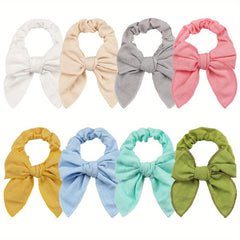 8pcs Linen Bow Knotted Scrunchies Hair Tie Ponytail Holder Elastic Hair Rope