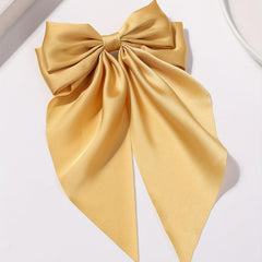 Ginger Yellow Bow Barrette Satin Scarf Hair Clip for Women Girls