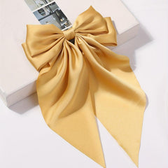 Ginger Yellow Bow Barrette Satin Scarf Hair Clip for Women Girls