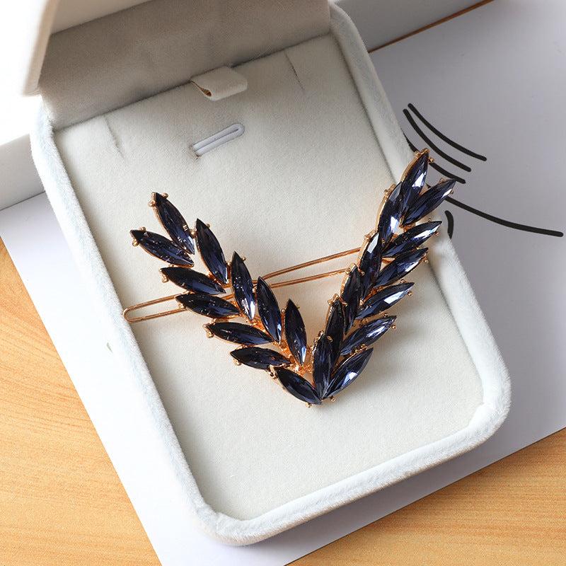 Vintage Crystal V Hair Clips Geometric Hair Pins Golden Rhinestone Barrette