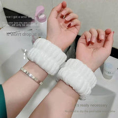 Plush Solid Bath Wrist Band Elastic Absorbent Washband