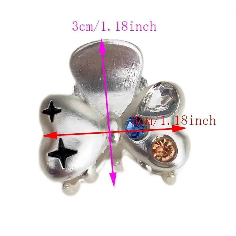 Silvery Hair Claw Clip Colorful Rhinestone Decor Shark Claw Star Hair Claw
