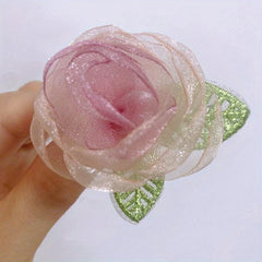 Gradient Flower Hair Tie Rose Mesh Hair Rope Headwear
