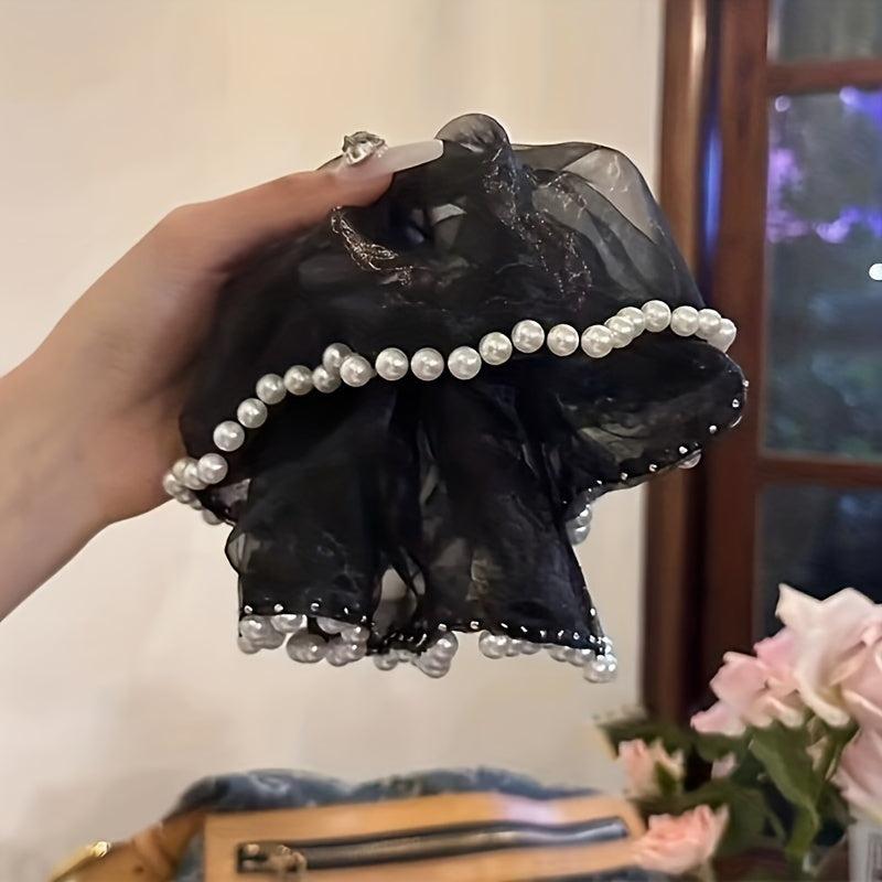 Organza Hair Tie Pearl Hair Rope Ponytail Holder