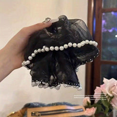 Organza Hair Tie Pearl Hair Rope Ponytail Holder