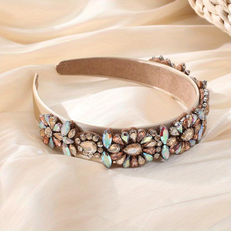 Baroque Rhinestone Headband Wide Head Hoop Glitter Headdress Hair Band