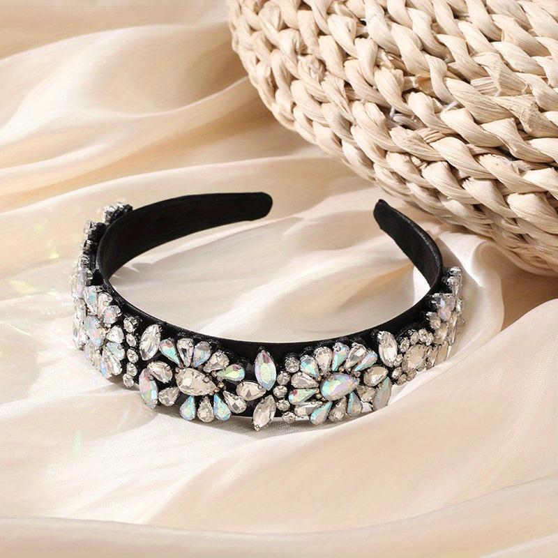 Baroque Rhinestone Headband Wide Head Hoop Glitter Headdress Hair Band