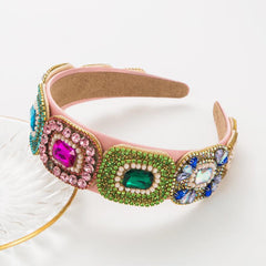 Baroque Rhinestone Headband Hand Sewn Glass Rhinestone Hair Hoop