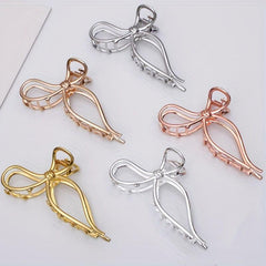 5pcs Metallic Bow Shaped Hair Claw Clip Non-slip Hair Claw for Thick Thin Hair