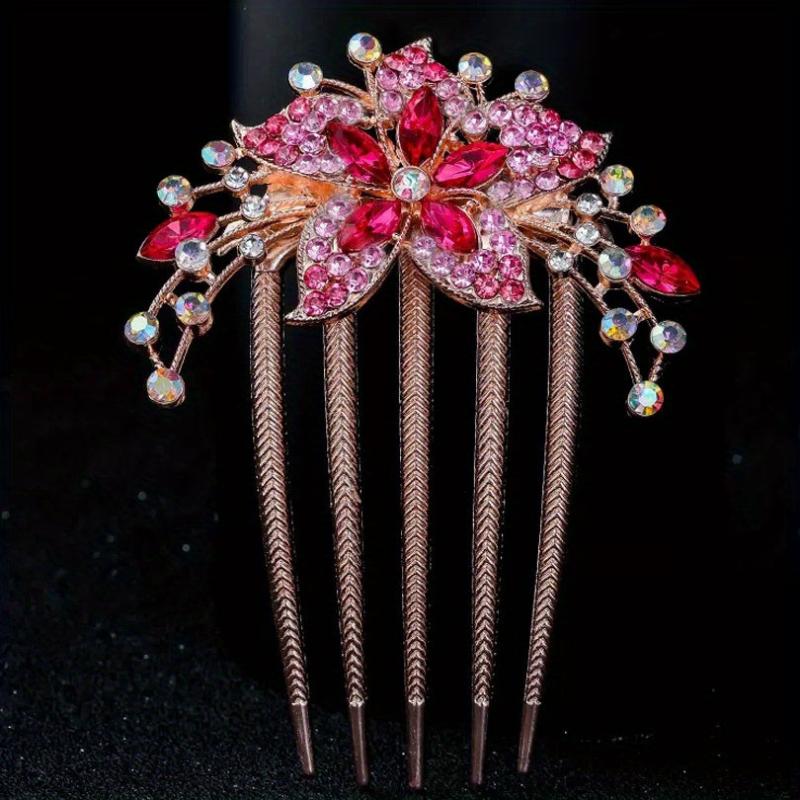 Rhinestone Flower Hair Combs for Mother's Birthday