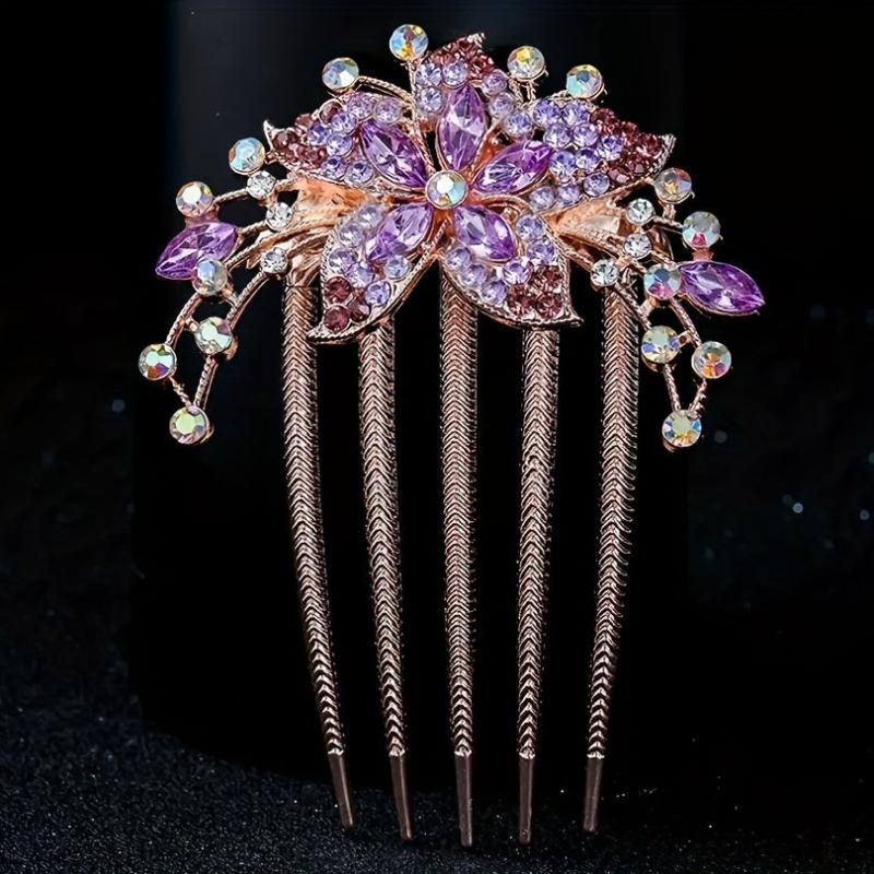 Rhinestone Flower Hair Combs for Mother's Birthday