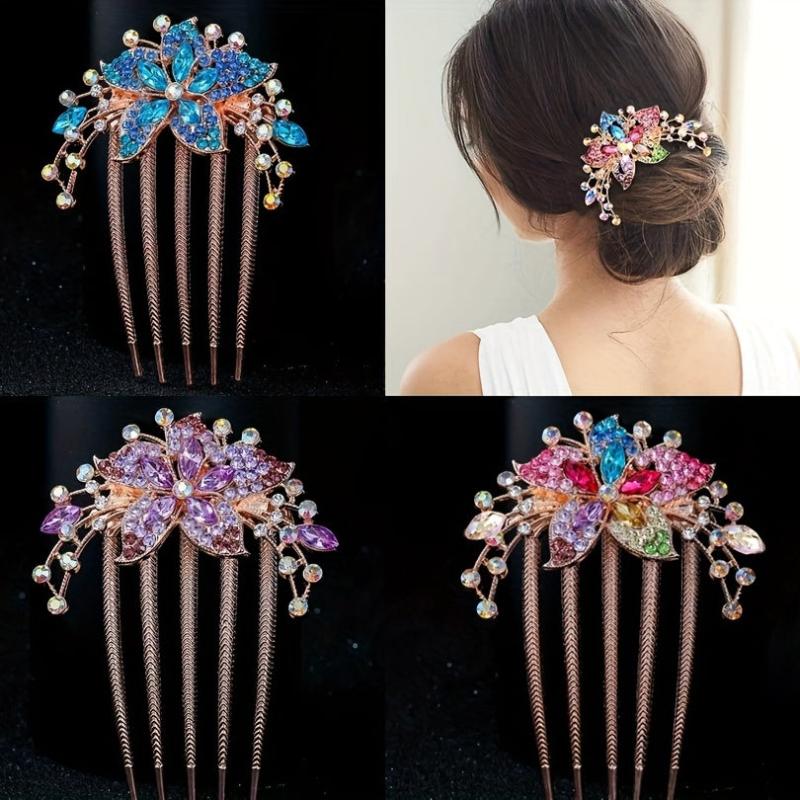 Rhinestone Flower Hair Combs for Mother's Birthday