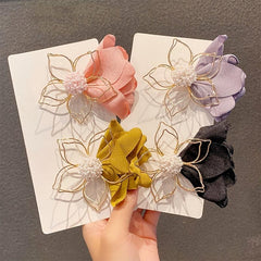 Flowers Hair Claw Clips Fabric Hair Barrettes For Women And Girls