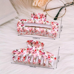 Rose Flower Pattern Hair Claw Ponytail Holder Hair Accessory