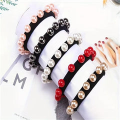 2pcs Pearl Hair Rope Head Accessories