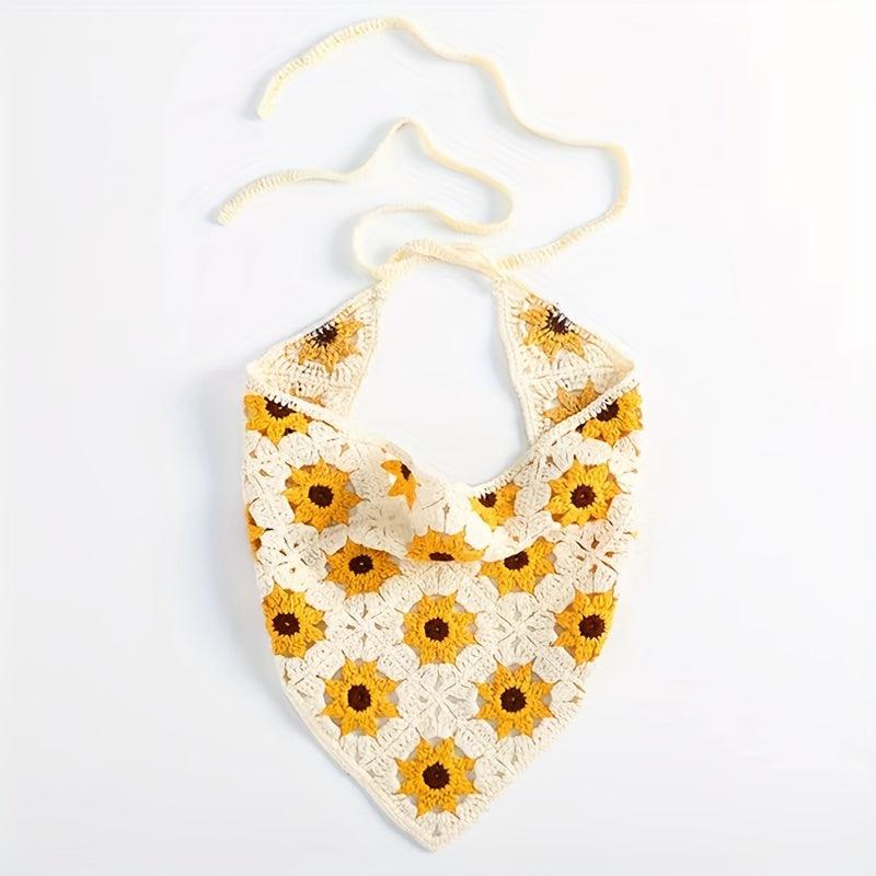 Boho Style Hand Woven Flowers Headband Hair Scarf