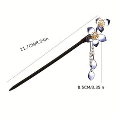 Vintage Chinese Hair Chignon Tassel Hair Pin Traditional Flowers Hair Fork