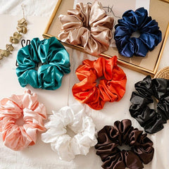 8pcs Soft Silky Scrunchies Hair Tie Satin Hair Rope Large Ponytail Holder
