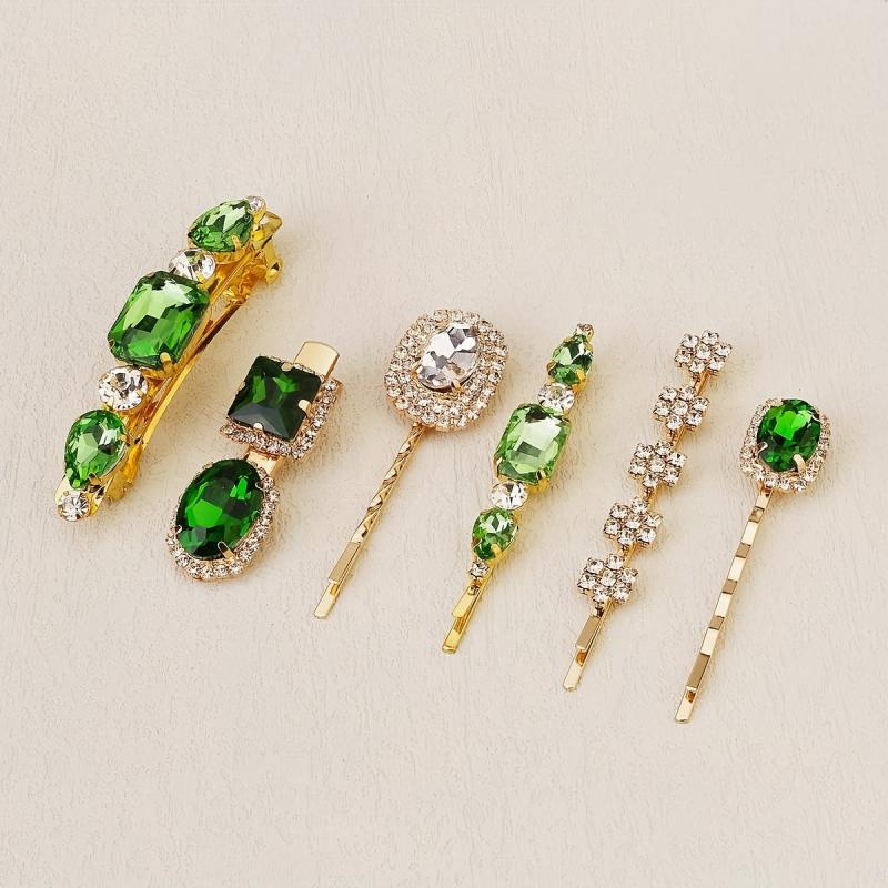 6pcs Crystal Rhinestone Bobby Pins Metal Hair Accessories for Girls Women