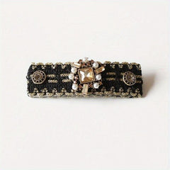 Velvet Bow Hair Clip Rhinestone Side Clip Head Jewelry for Women