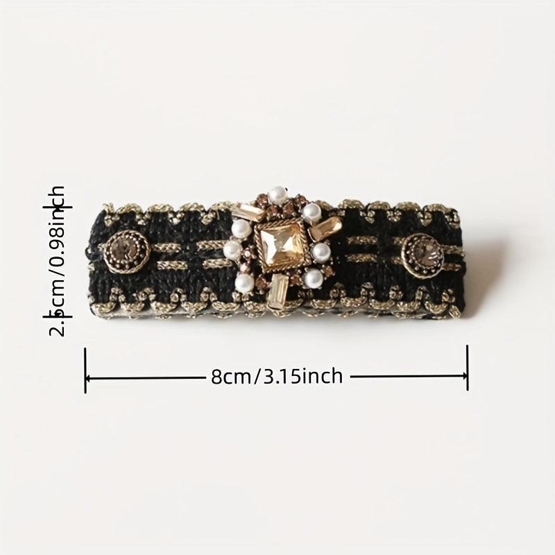 Velvet Bow Hair Clip Rhinestone Side Clip Head Jewelry for Women