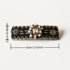 Velvet Bow Hair Clip Rhinestone Side Clip Head Jewelry for Women