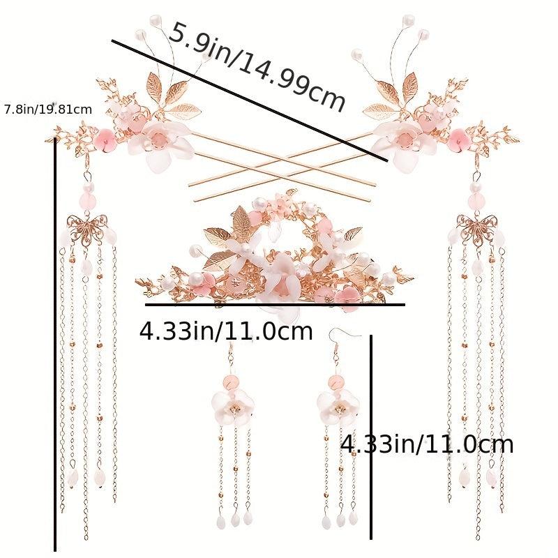 Ancient Style Hairpin With Tassel Flower Costume Headdress Hair Accessories