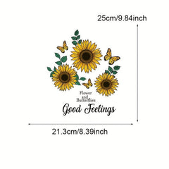 4pcs Butterfly Sunflower Iron-on Heat Transfer Stickers DIY Clothing T Shirt