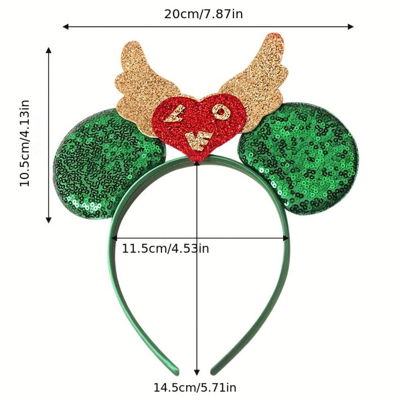 Sequin Headband Glitter Hair Band Mouse Ears Wings Decor