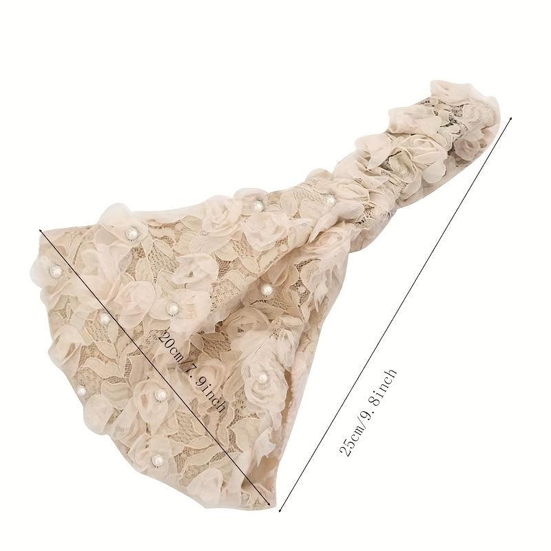 Faux Pearl Wide Brim Elastic Headband Women's Non-Slip Hair Cover