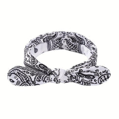 Boho Floral Rabbit Ear Headband Elastic Hair Accessories