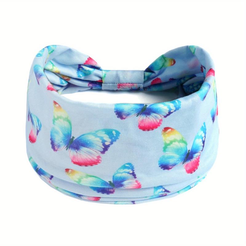 Colorful Butterfly Print Headband Sports Turban Stretchy Hairband