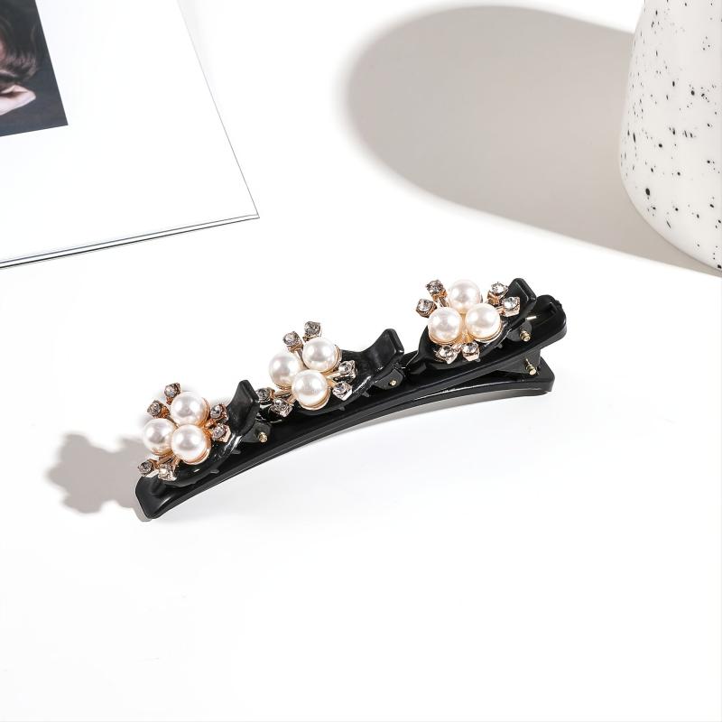 8pcs Crystal Stone Braided Hair Clips Satin Fabric Hair Bands