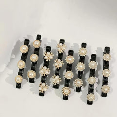 8pcs Crystal Stone Braided Hair Clips Satin Fabric Hair Bands