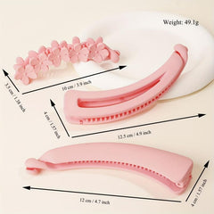 3pcs Peach Pink Frosted Banana Clips Hair Accessories