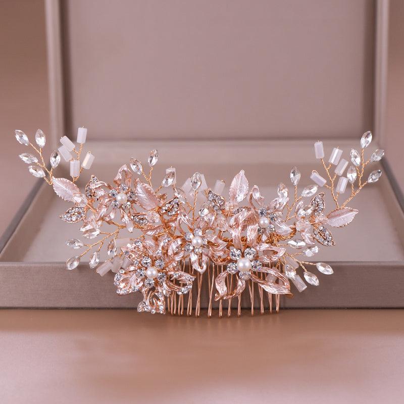 Blush Champagne Bridal Headpiece Hair Comb Hairpiece Wedding Clip
