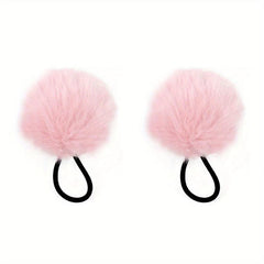 2pcs Colored Velvet Ball Hair Tie Set, No Hair Damage, Hair Rope for Women Girls