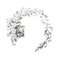 Wedding Flower Pearl Hair Comb Bridal Hair Clip