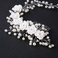 Wedding Flower Pearl Hair Comb Bridal Hair Clip