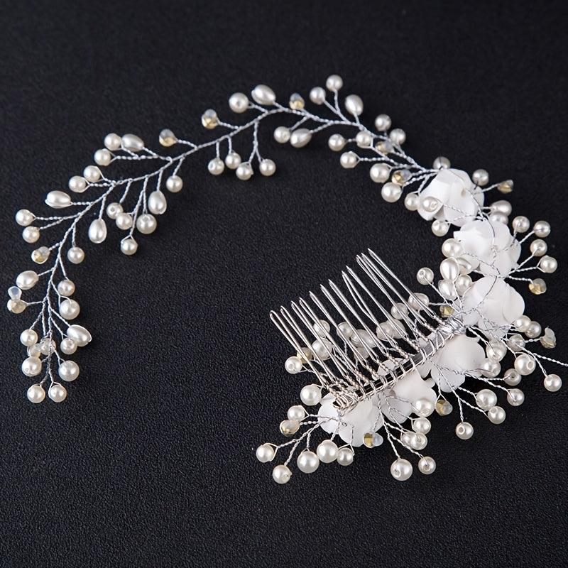 Wedding Flower Pearl Hair Comb Bridal Hair Clip