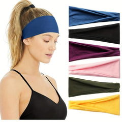 6pcs Solid Headband Criss Cross Head Hoop Stretchy Sports Sweatband
