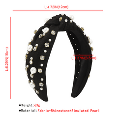 Vintage Rhinestone Headband Faux Pearl Hairband