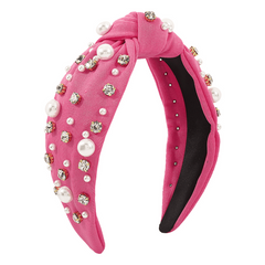 Vintage Rhinestone Headband Faux Pearl Hairband
