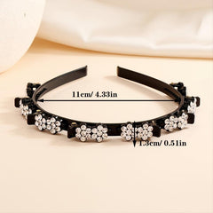 Rhinestone Headband With Clips Braided Hairstyle Hairpin