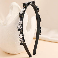 Rhinestone Headband With Clips Braided Hairstyle Hairpin